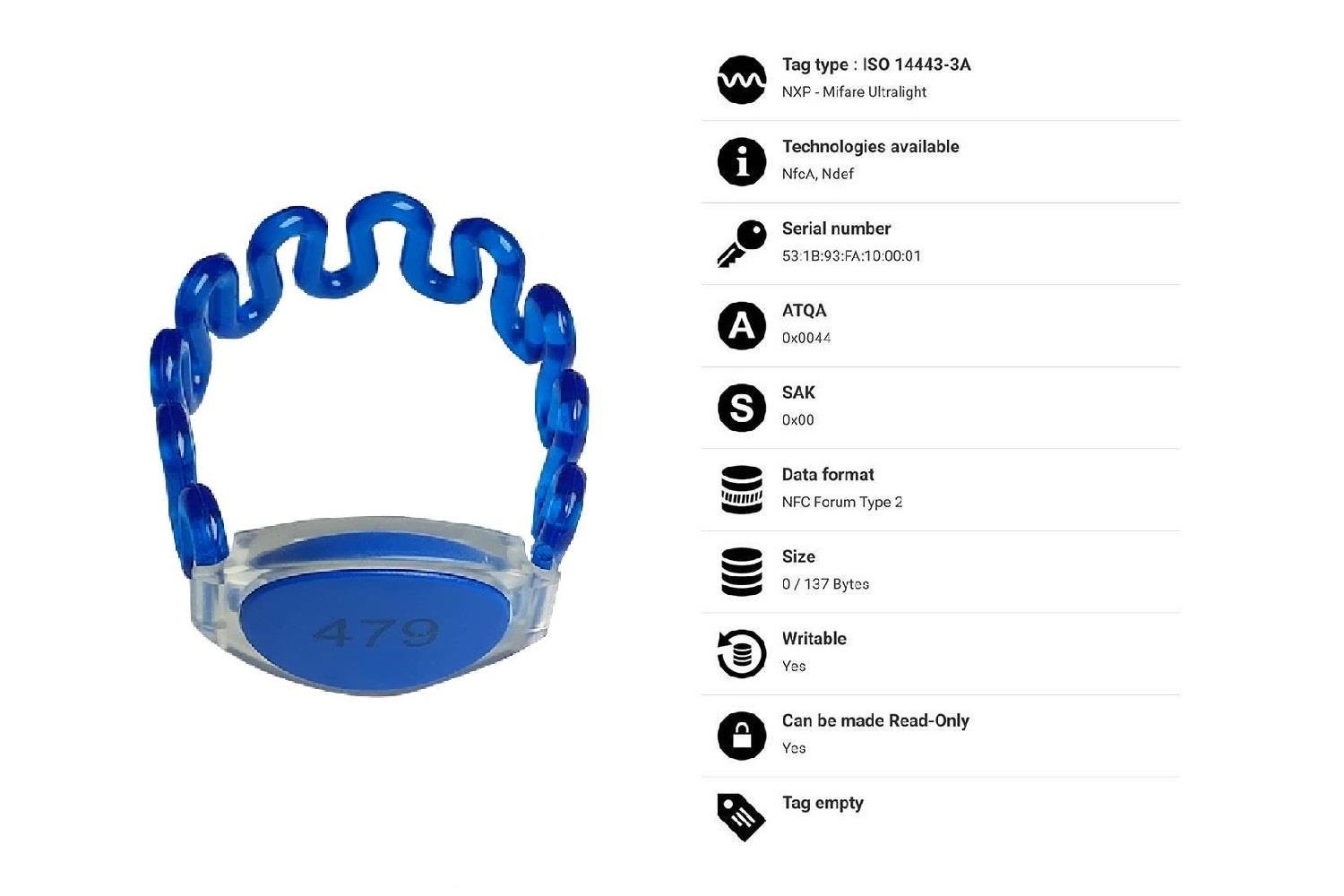 NFC / HF RFID Bileklik Dalgalı Mavi