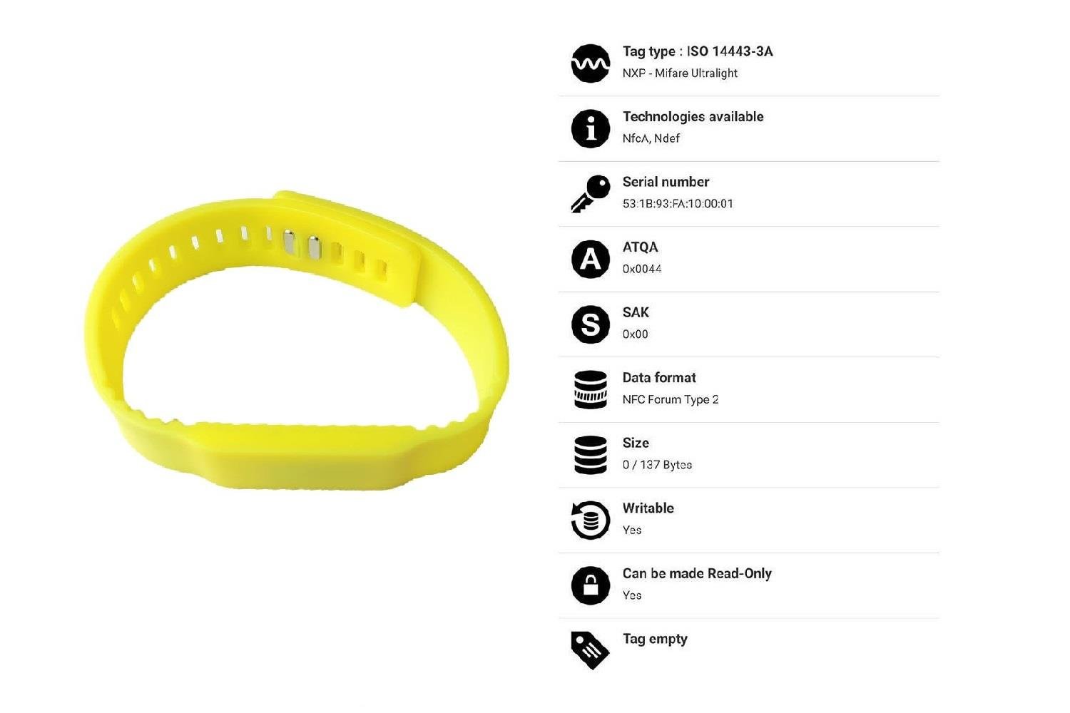 NFC / HF RFID Bileklik G15 Sarı