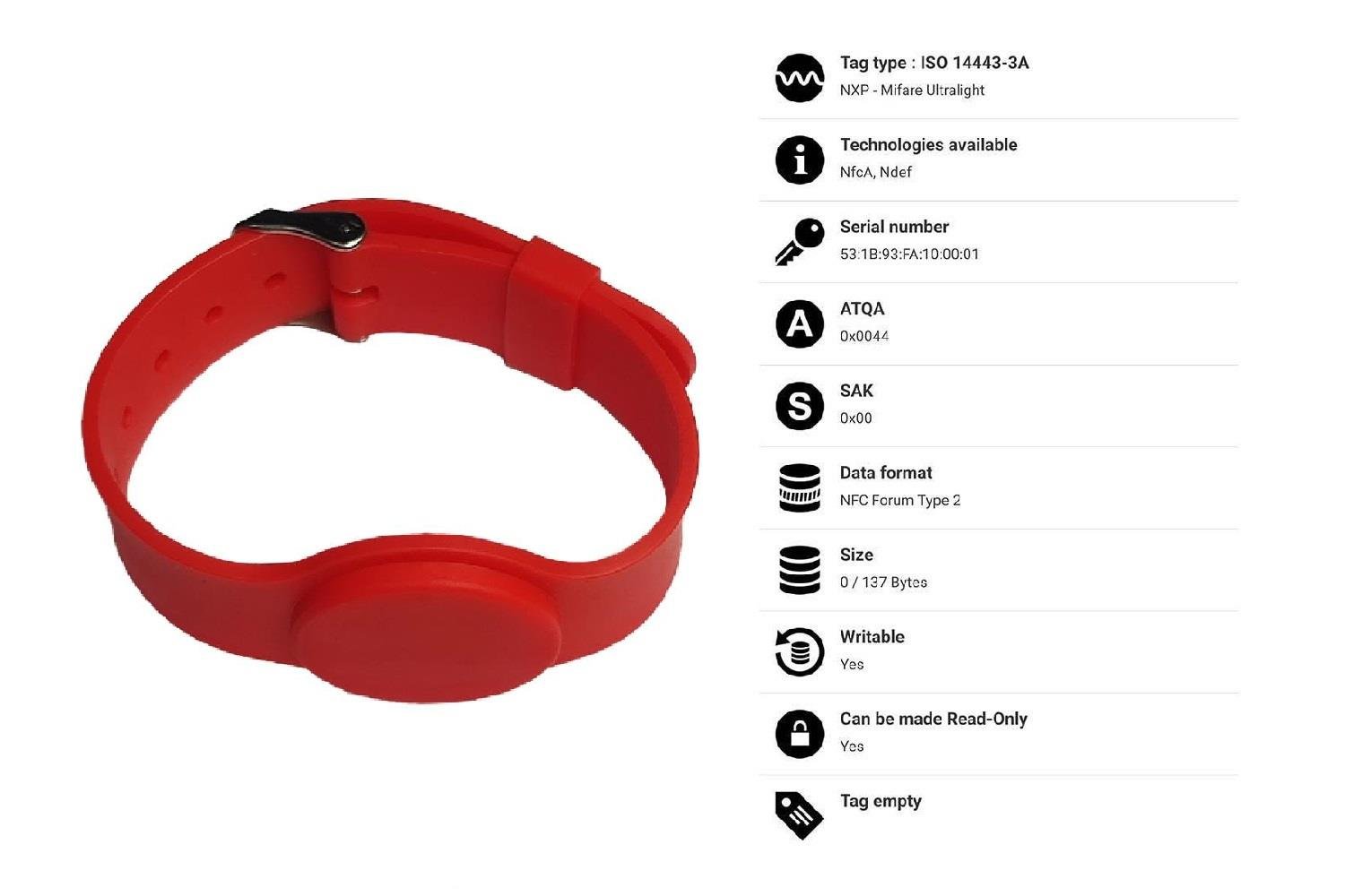 NFC / HF RFID Bileklik Kırmızı G09