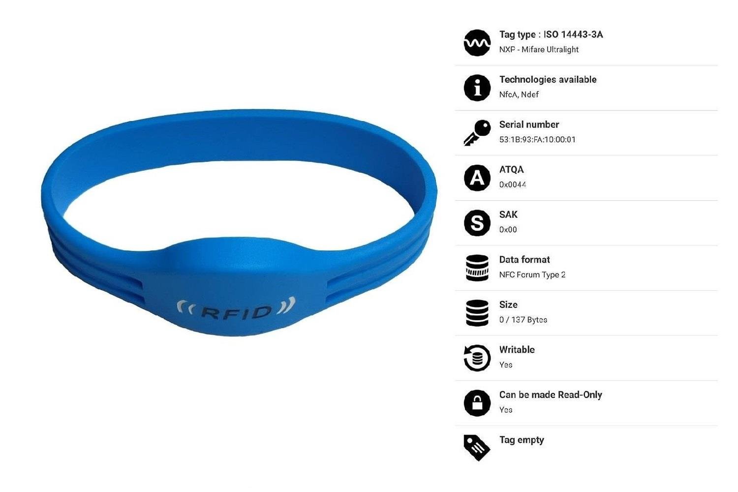 NFC / HF RFID Bileklik mavi G04