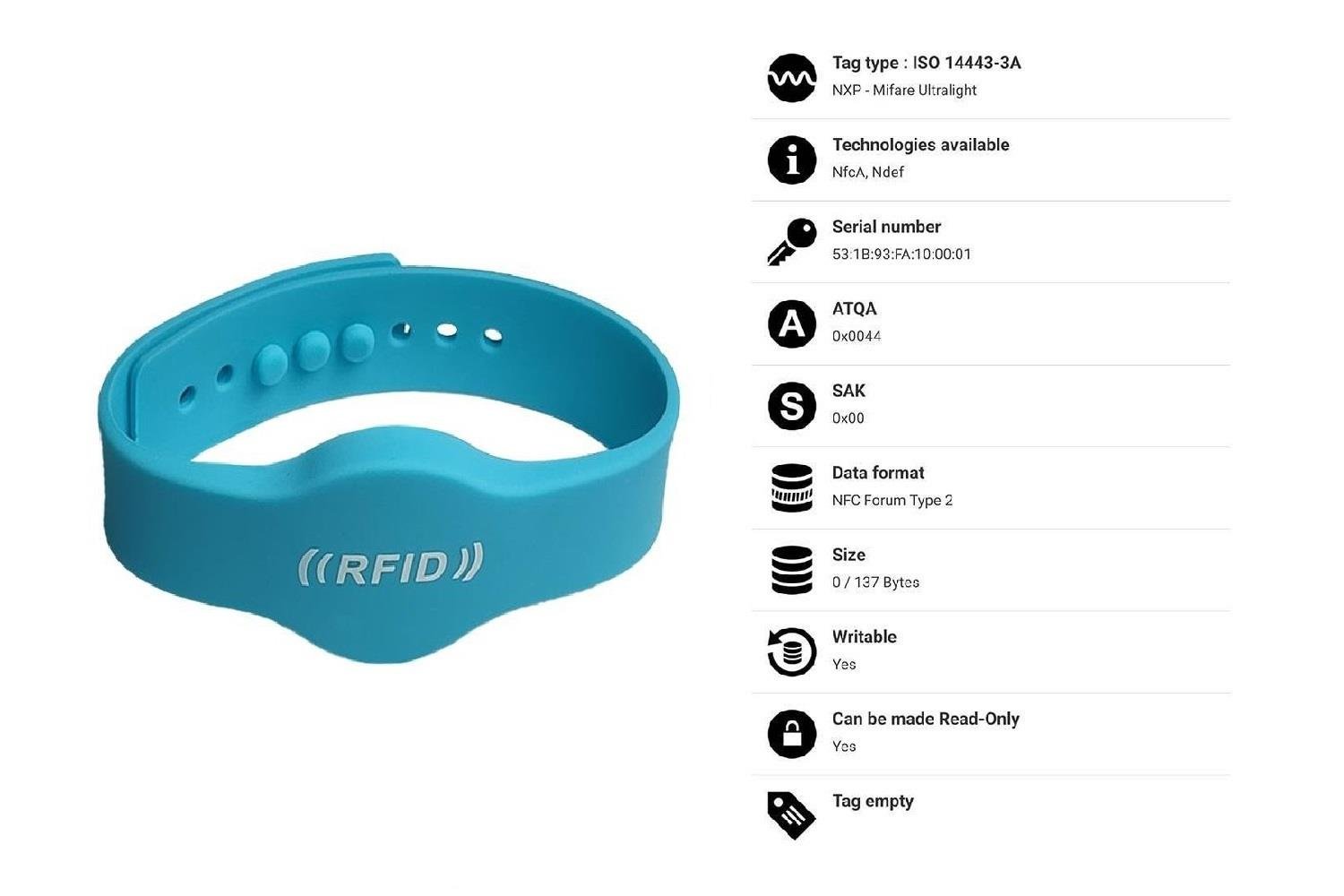 NFC / HF RFID Bileklik Mavi G08
