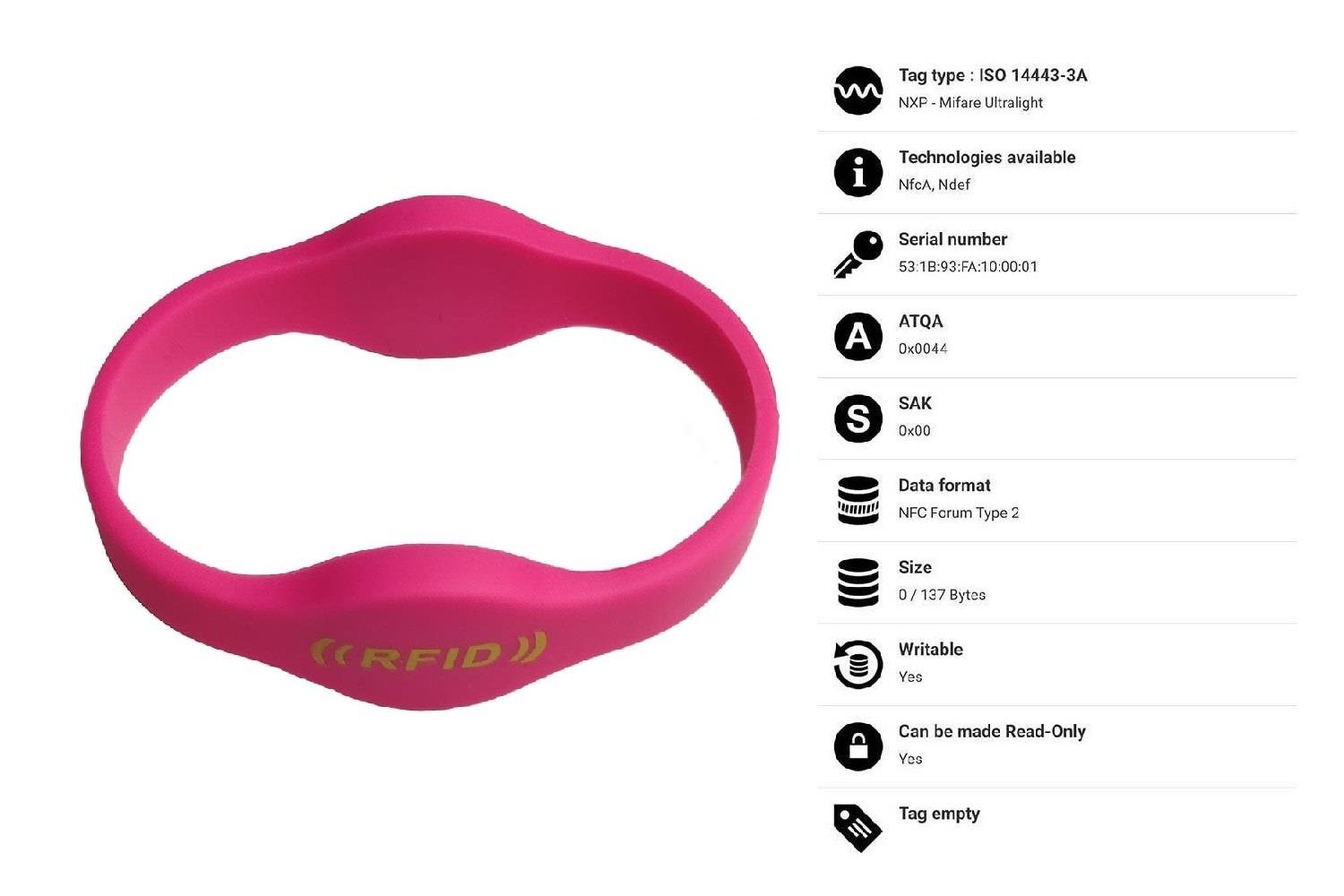 NFC / HF RFID Bileklik Pembe G06
