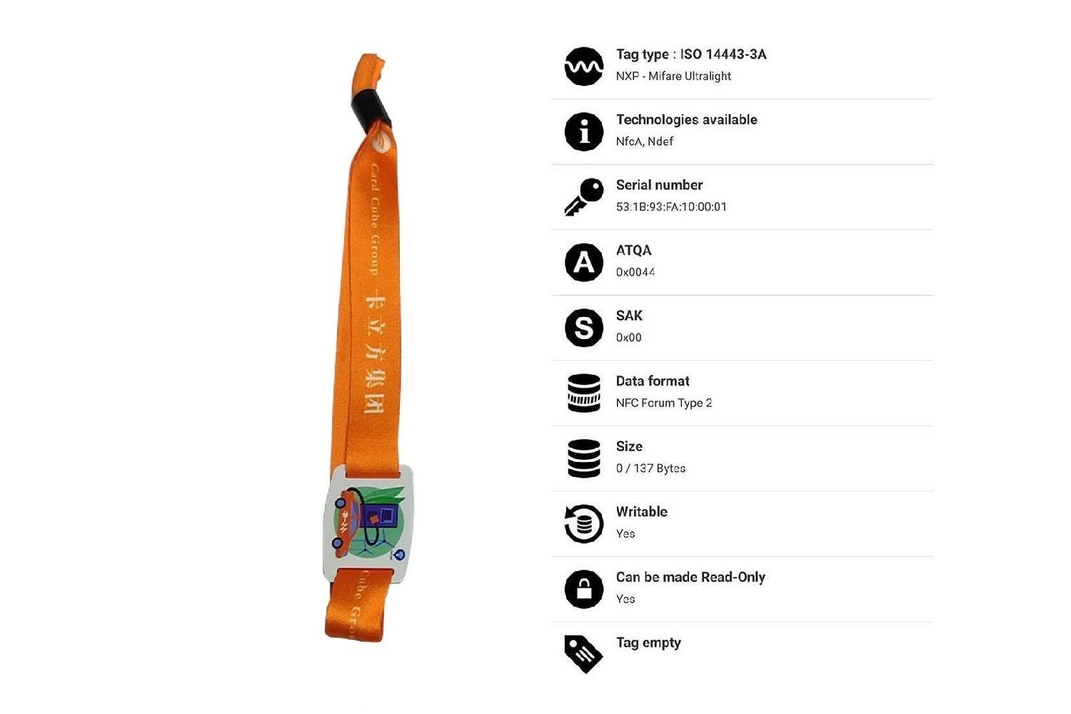 NFC / HF RFID Bileklik Turuncu Kumas