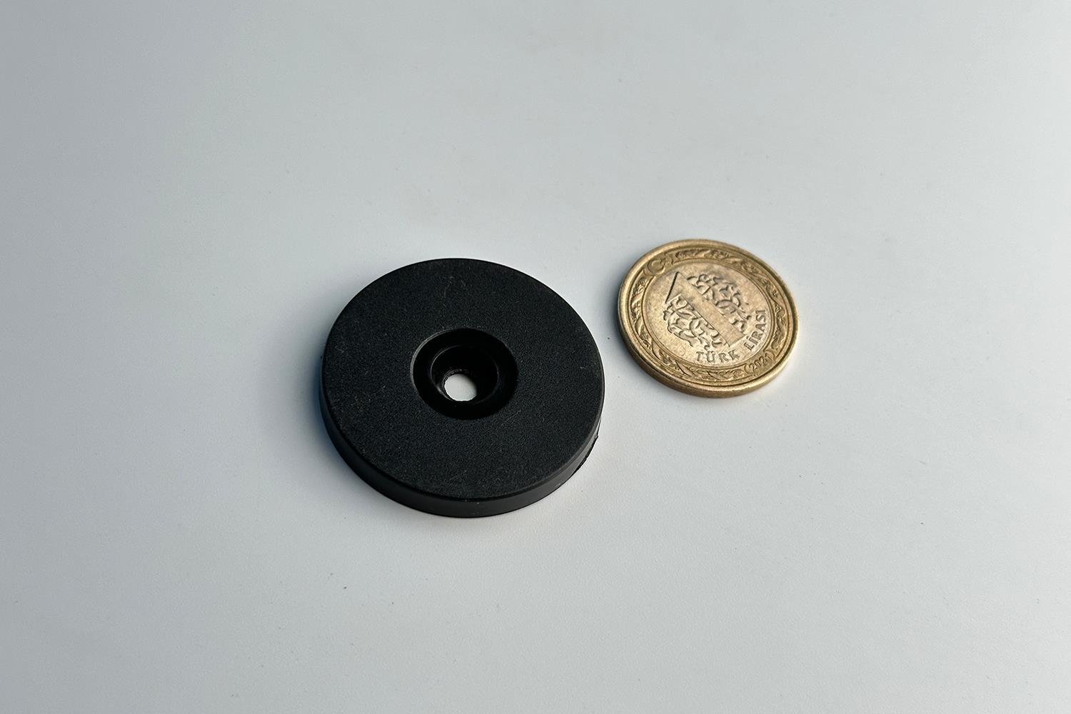 NFC Ntag213 Ferritli Metal Üstü Token Siyah 40mm Çap