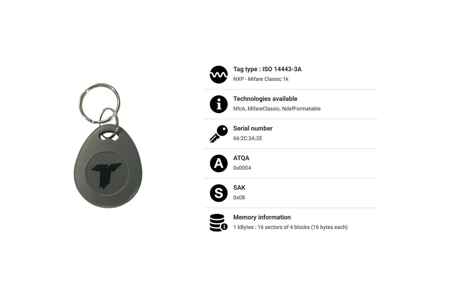 RFGate NF68 NFC Gri Anahtarlık