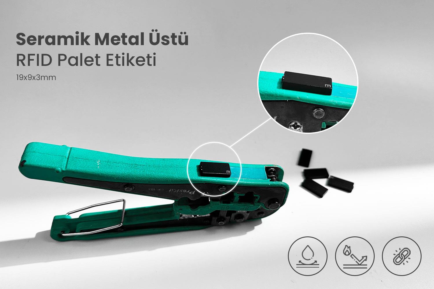 Seramik Metal Üstü RFID Palet Etiketi 19x9x3mm