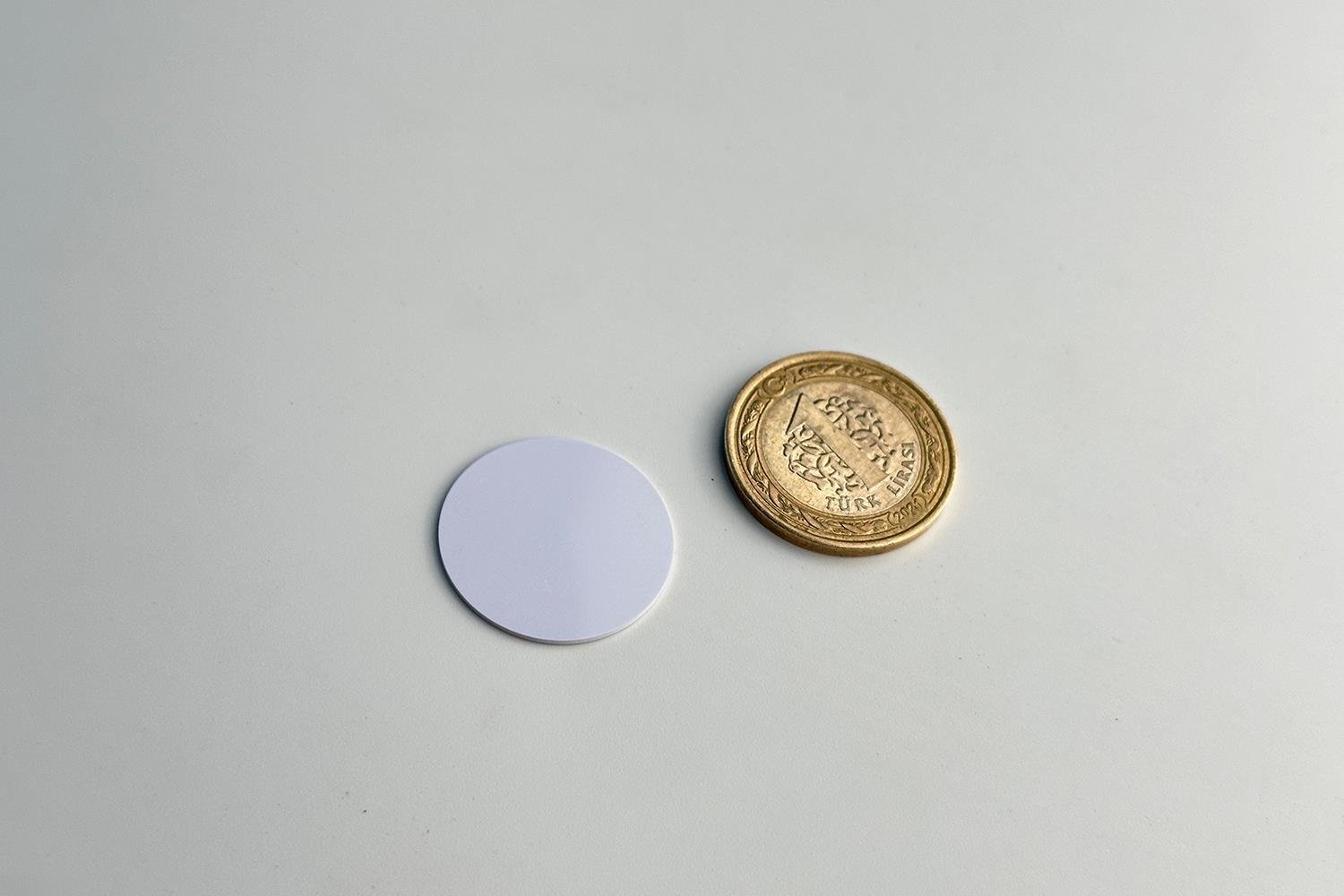 UHF Silikon Bileklik için PVC Yuvarlak Tag 25mm Çap