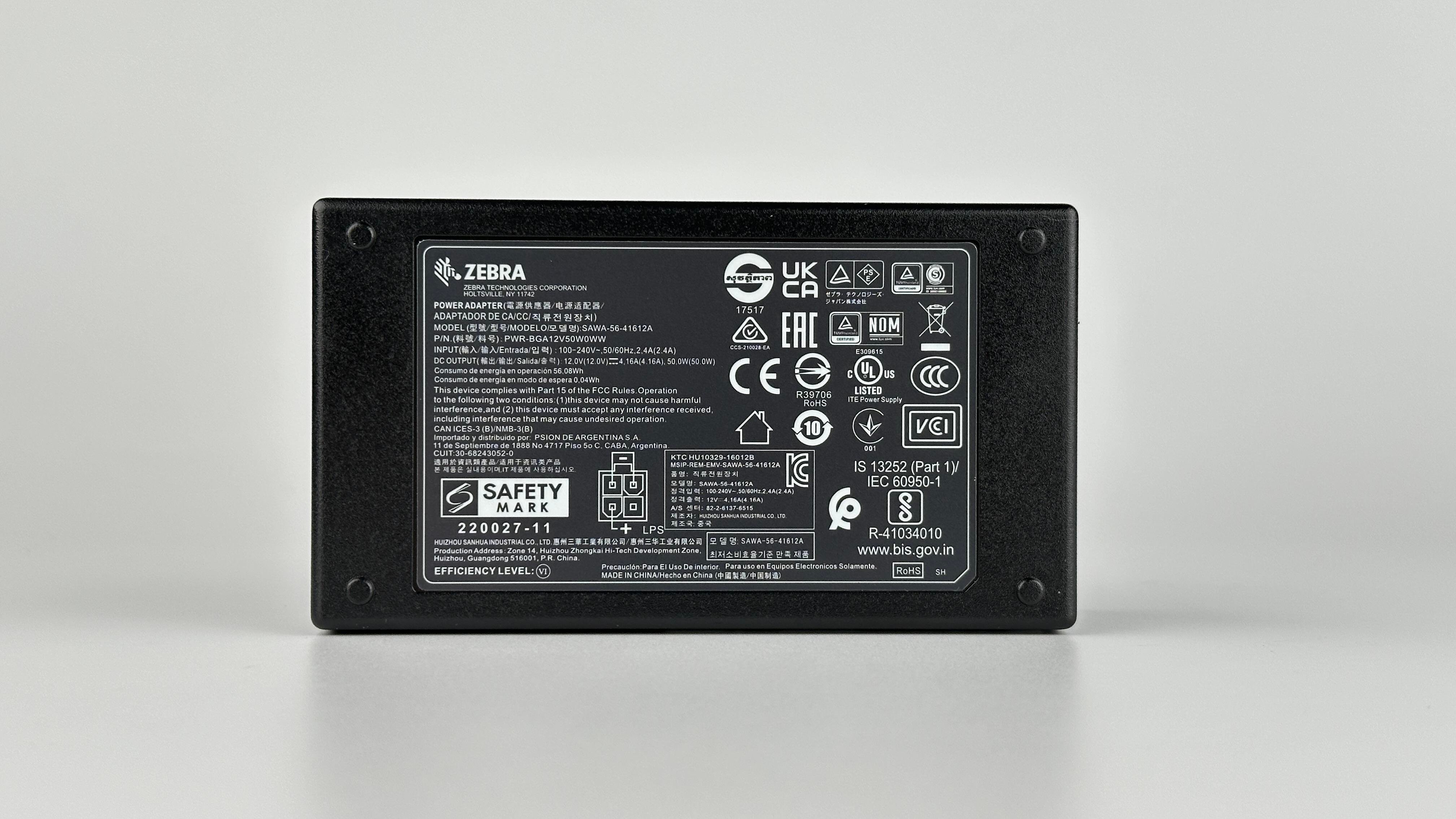 محول طاقة Zebra PWR-BGA12V50W0WW بقوة 12 فولت و50 واط