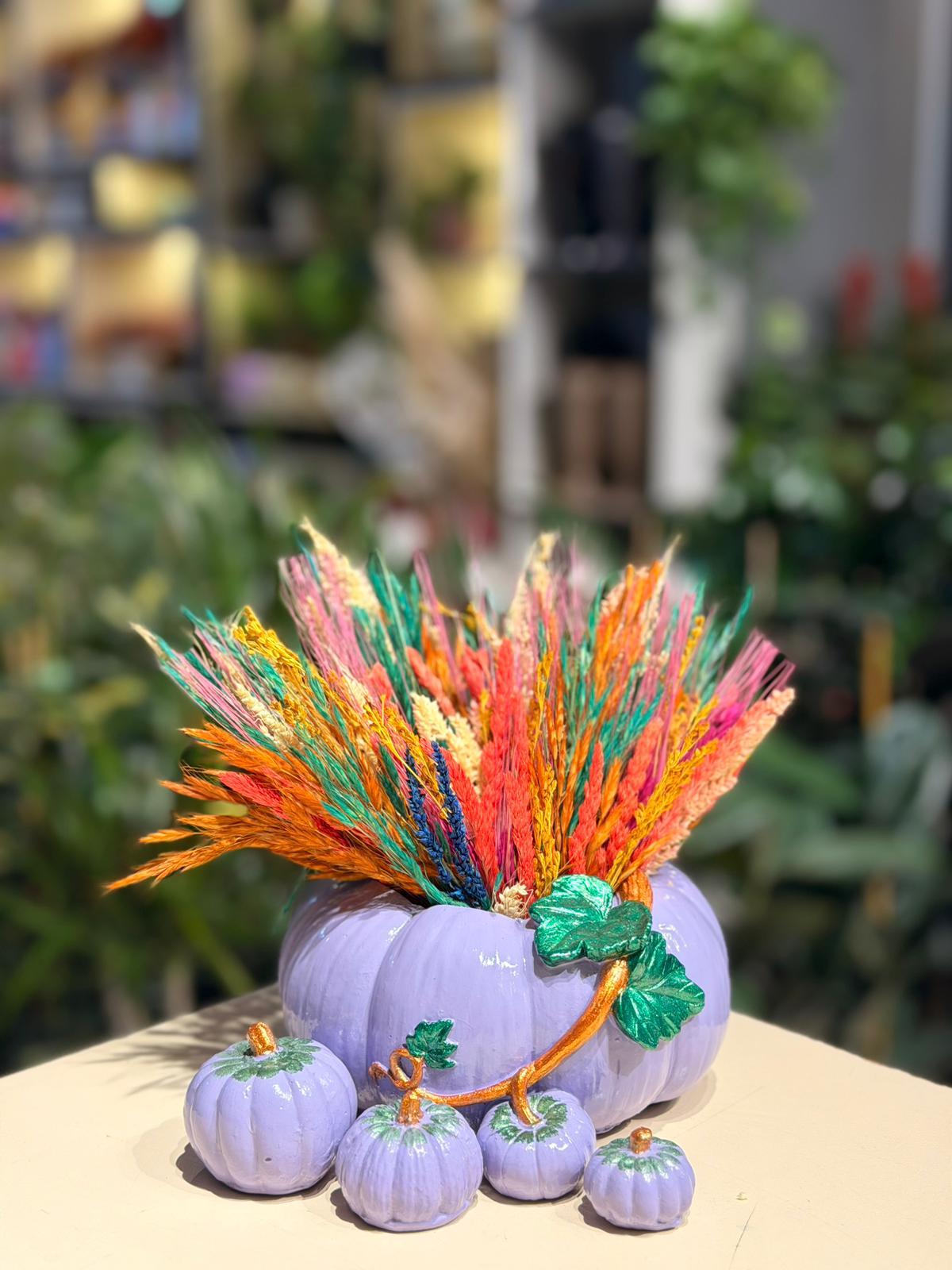 Mor Kabak Seramik Kuru Çiçek