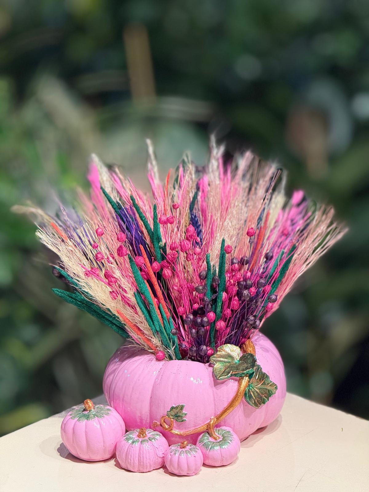 Pembe Kabak Seramik Kuru Çiçek
