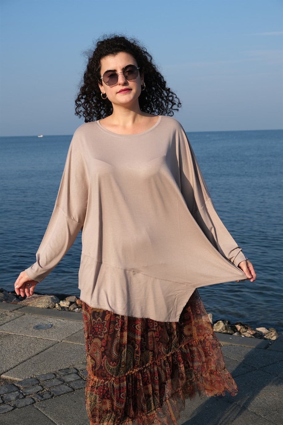 Dirsek Kol Bej Bluz