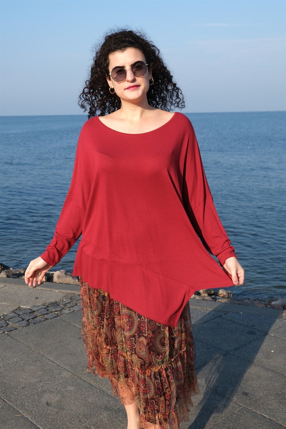 Dirsek Kol Bordo Bluz