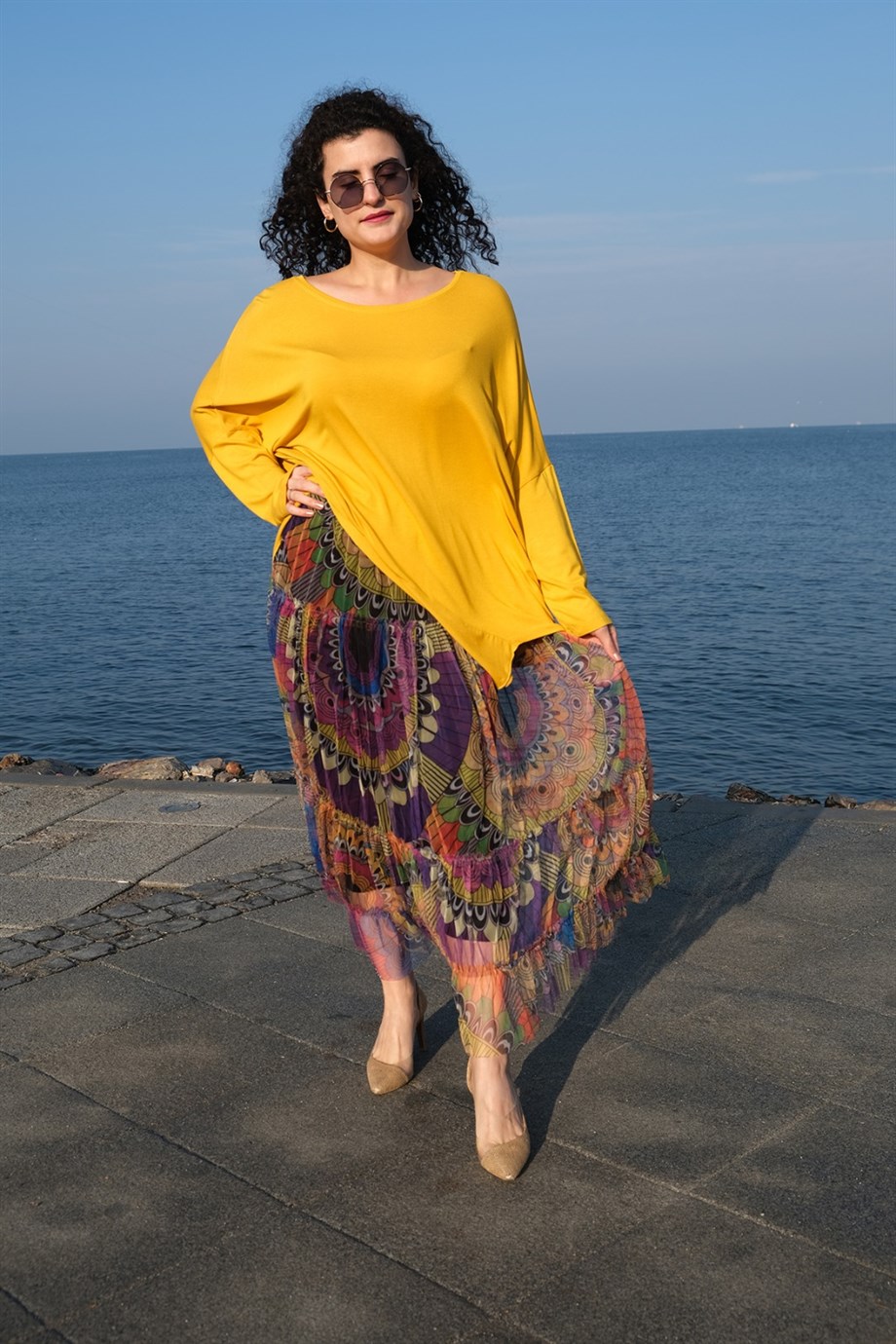 Dirsek Kol Sarı Bluz