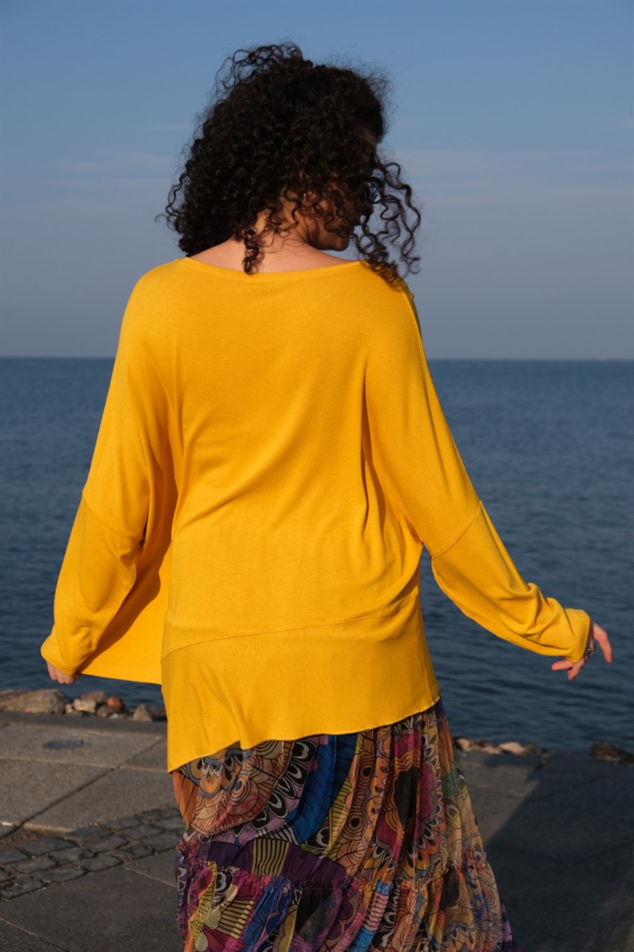 Dirsek Kol Sarı Bluz