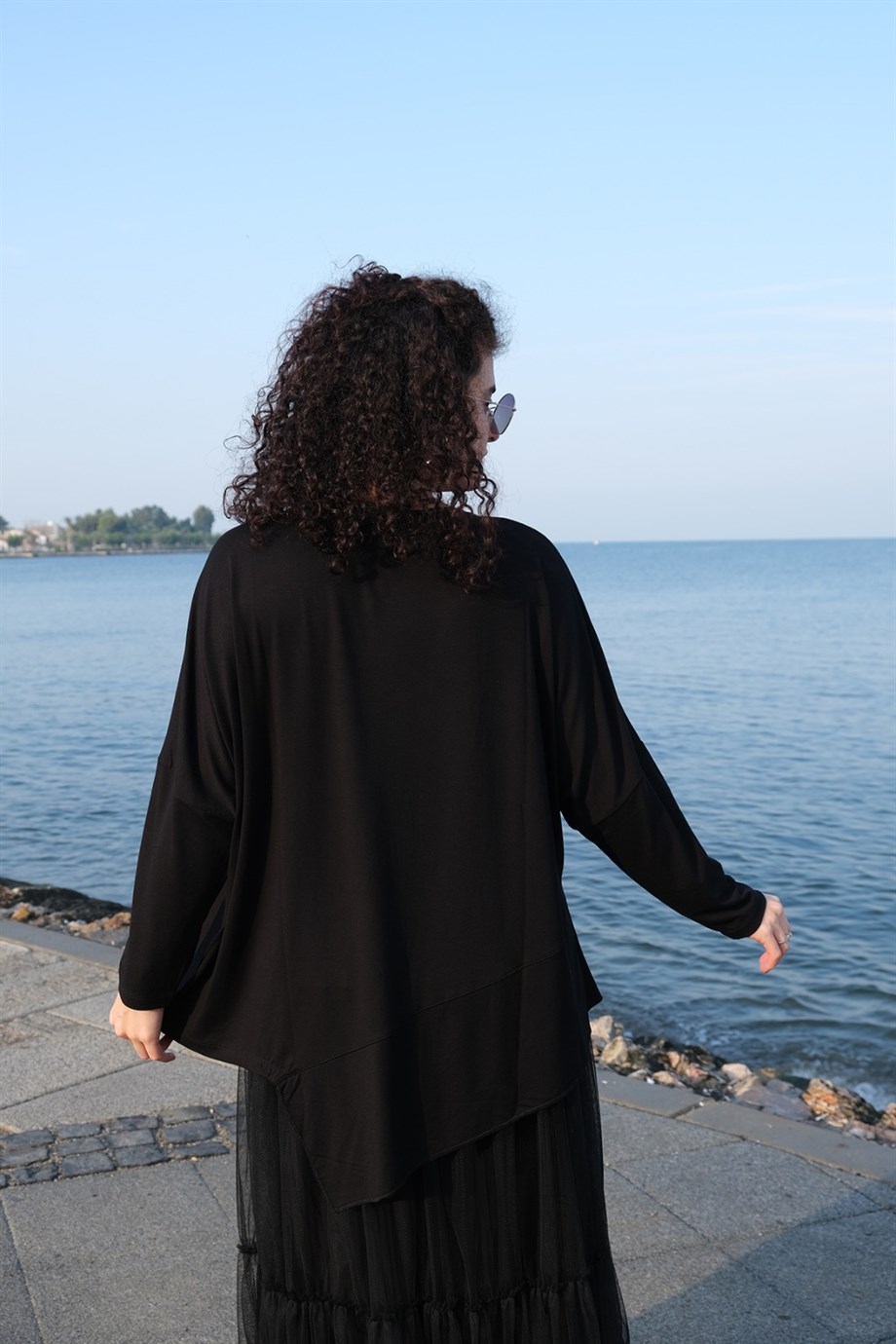 Dirsek Kol Siyah Bluz