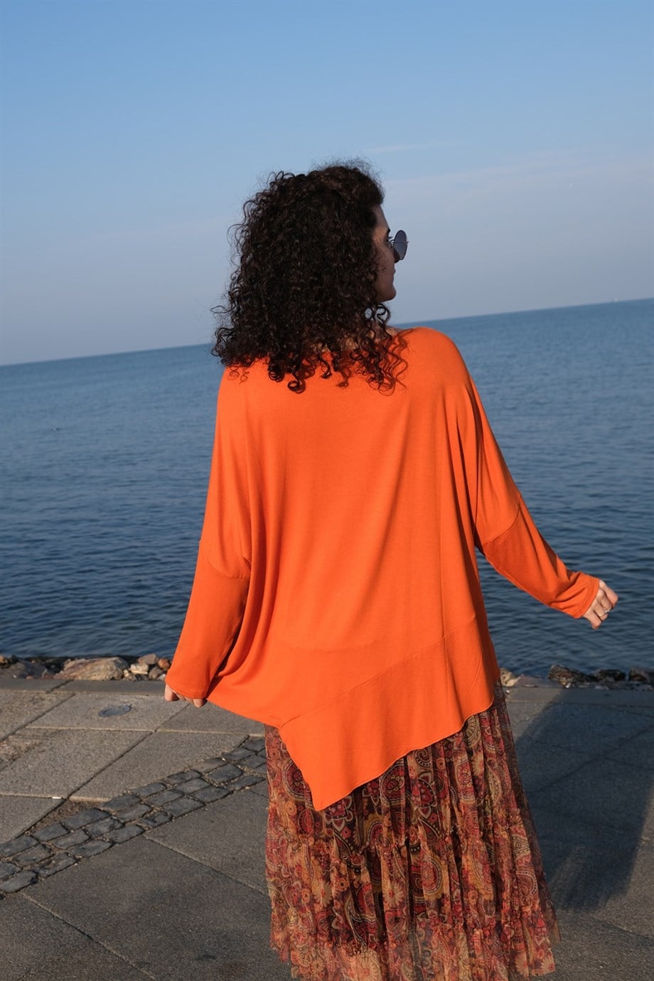 Dirsek Kol Turuncu Bluz