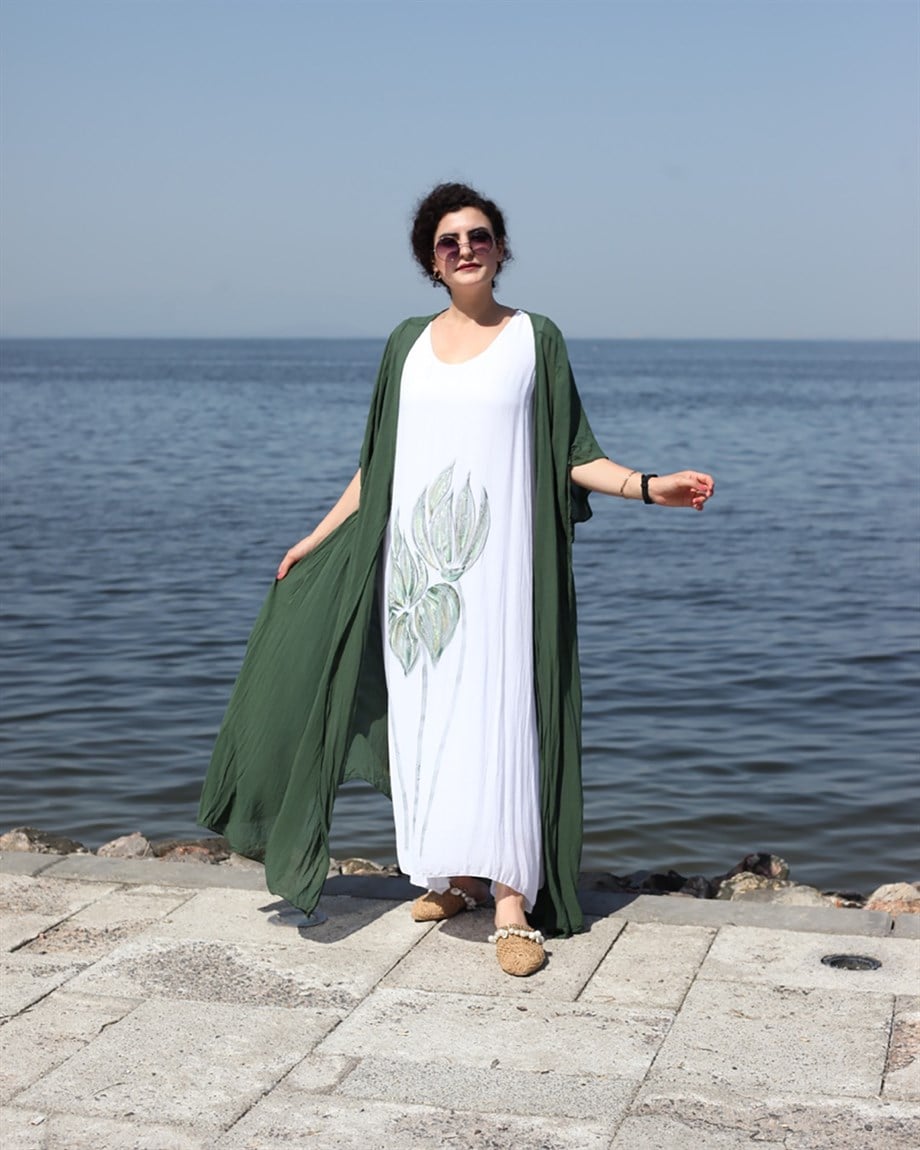 kaftanlı kolsuz elbise