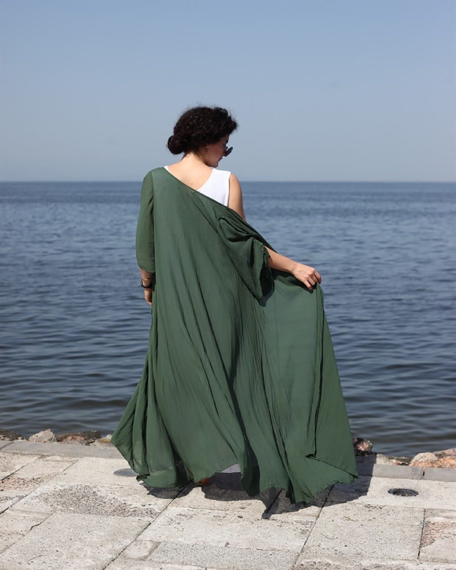 kaftanlı kolsuz elbise