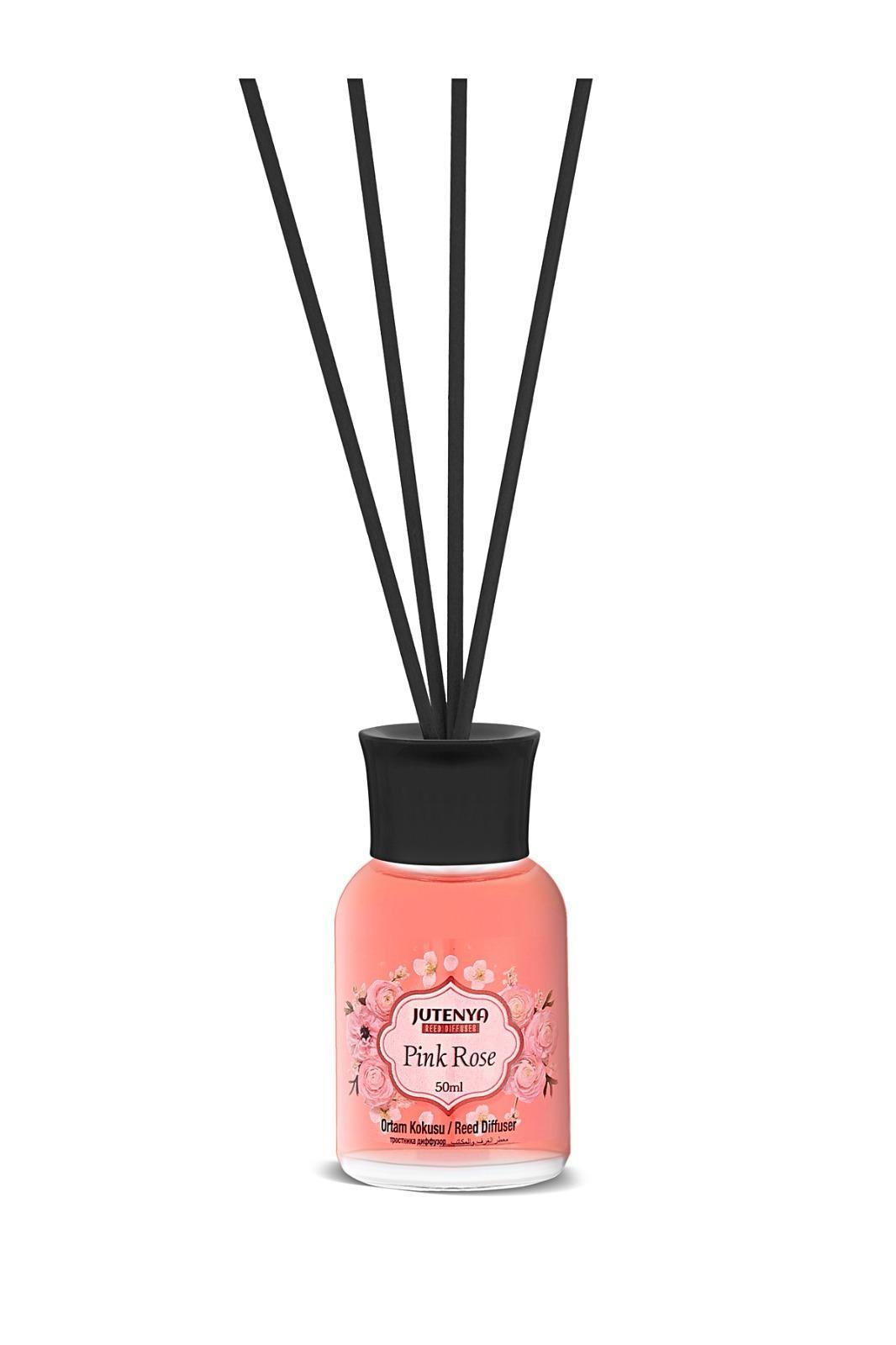 Pembe Gül Kokulu Bambu Çubuk Oda Kokusu, Ofis, Banyo, Mutfak 50 Ml