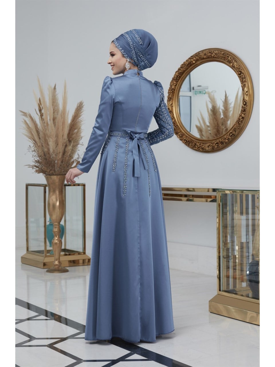 Başak Tesettür Abiye Indigo