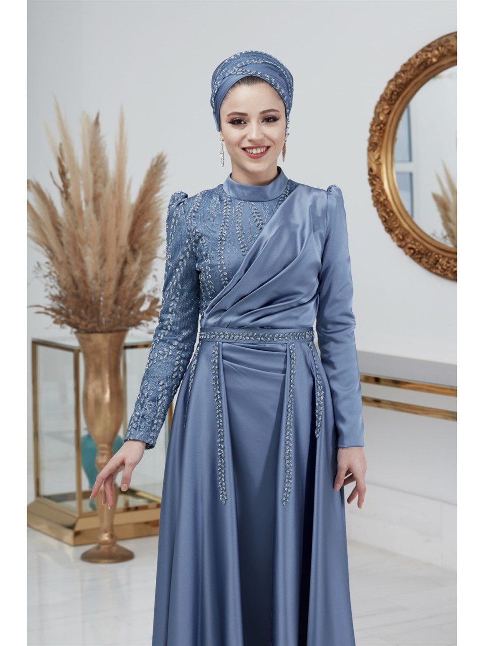 Başak Tesettür Abiye Indigo