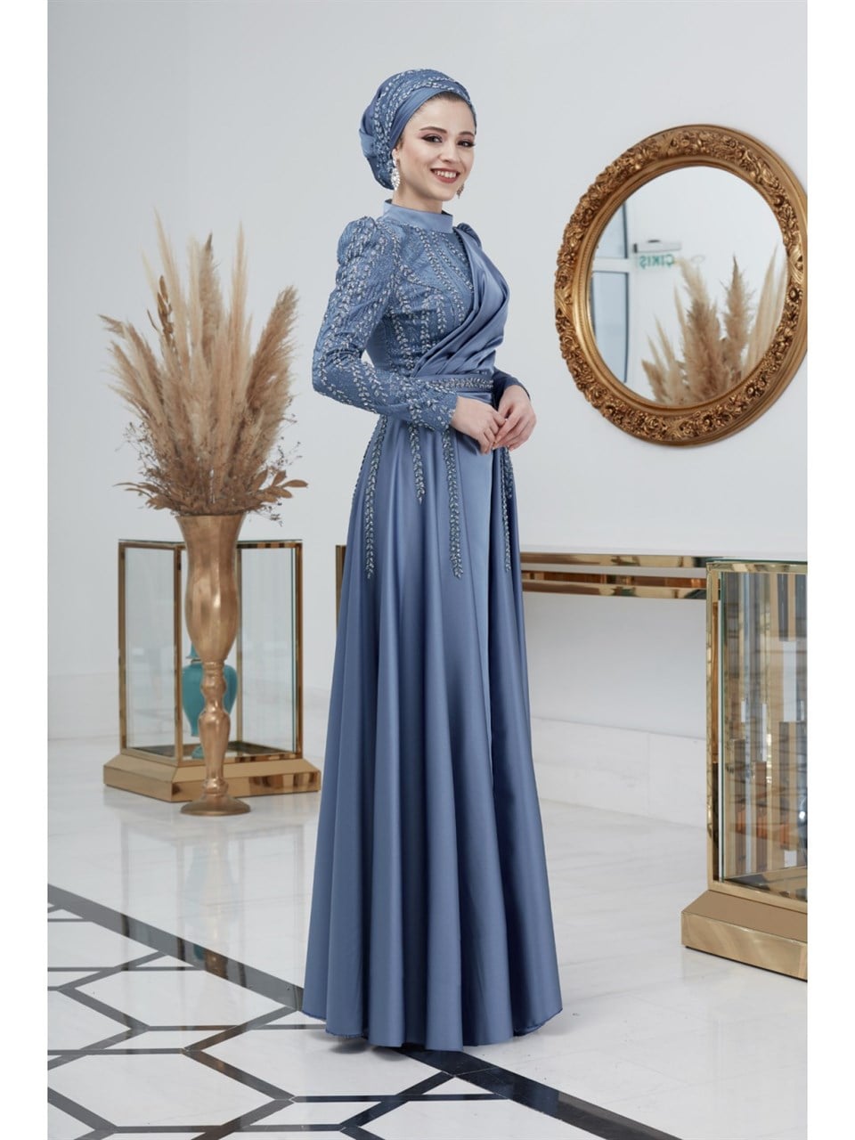 Başak Tesettür Abiye Indigo