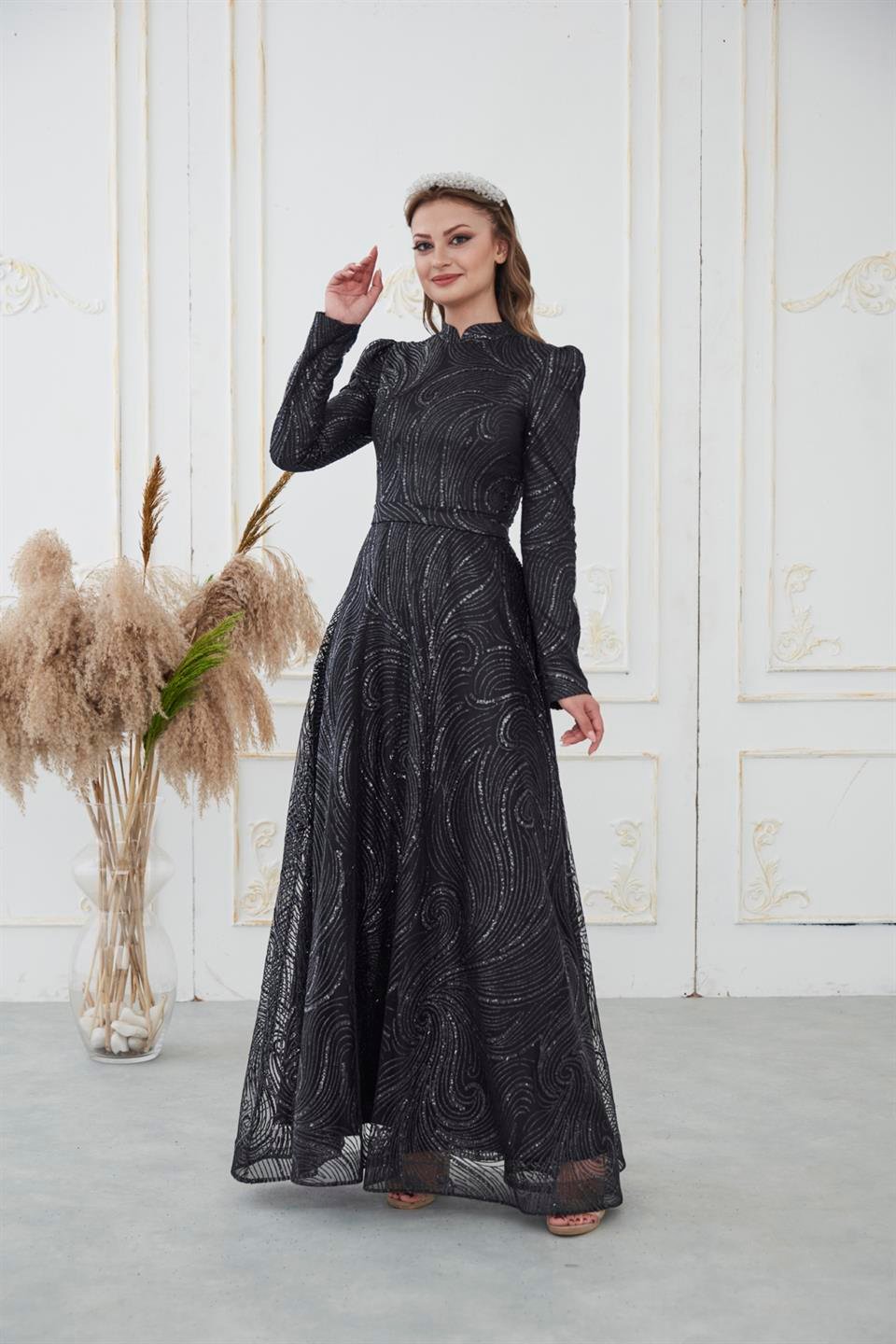 Elsa Tesettür Abiye Siyah