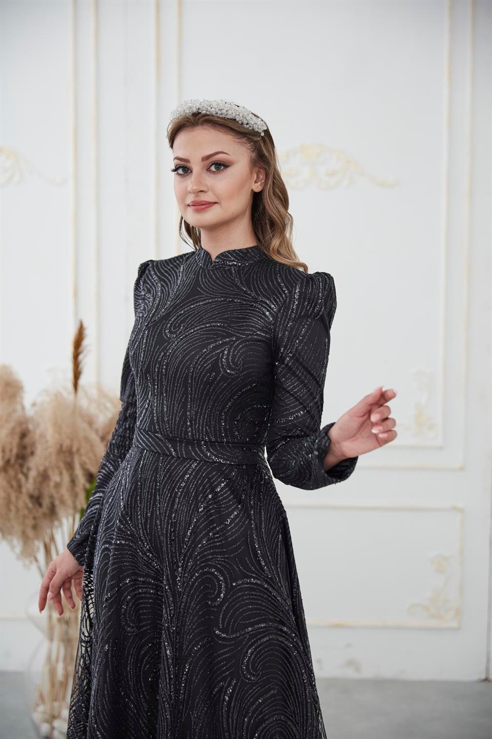 Elsa Tesettür Abiye Siyah
