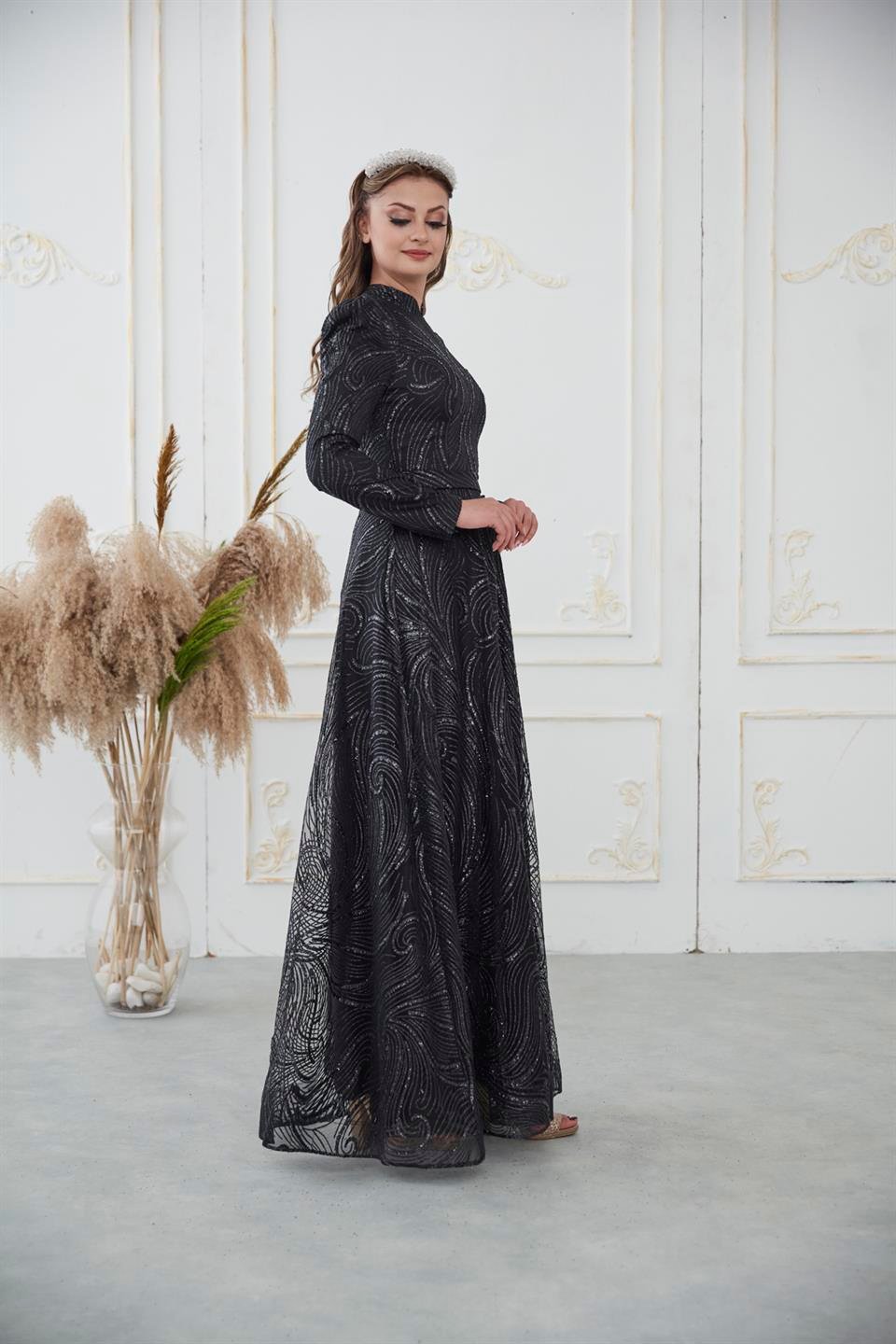 Elsa Tesettür Abiye Siyah