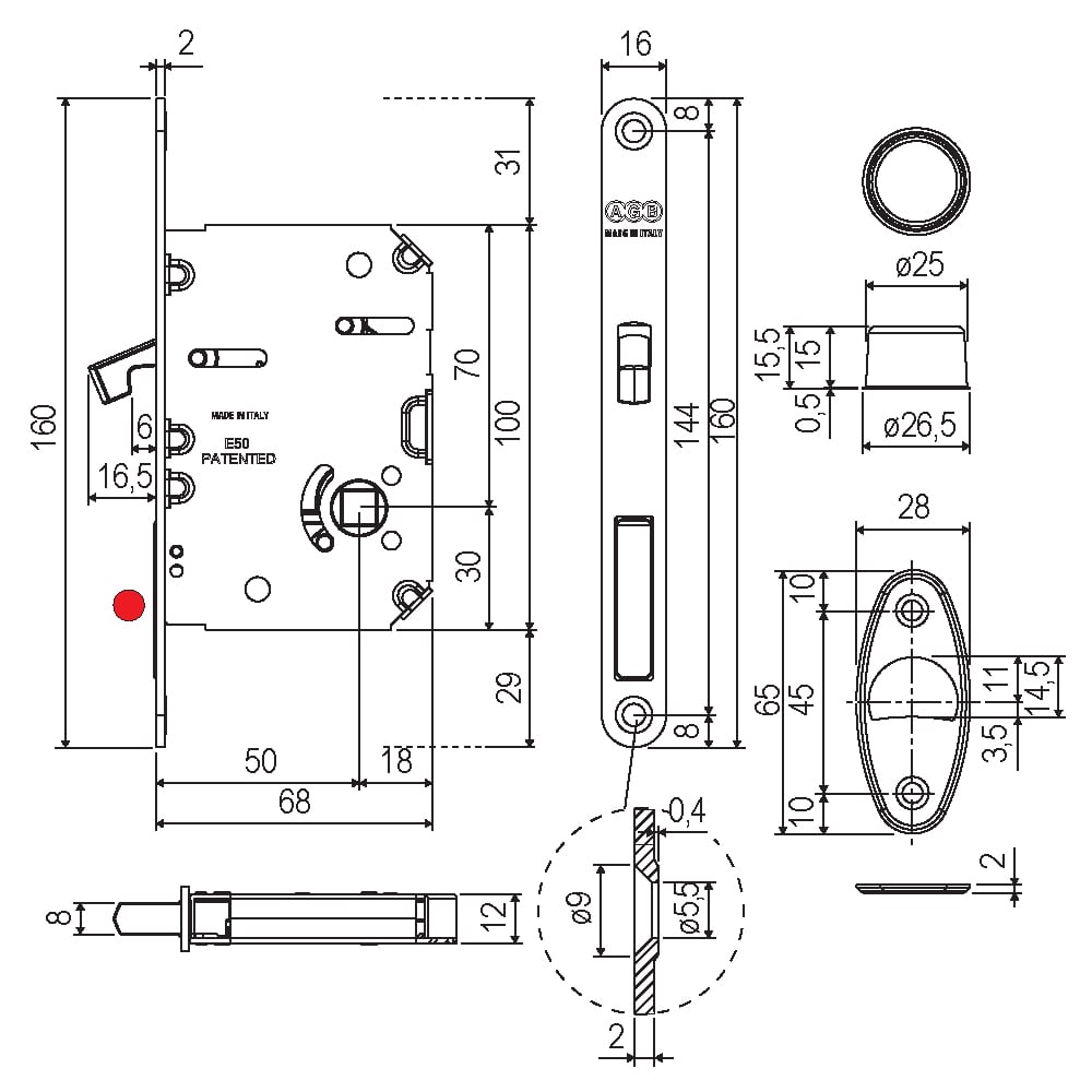 AGB B089815093 SCIVOLA WAVE KAYAR KAPI KİLİDİ ROZETSİZ WC TRE CLASS 16*160 Q8-CH MAT SİYAH203.05.0118244Kayar Kapı Kilitleri Ve AksesuarlarıAGB