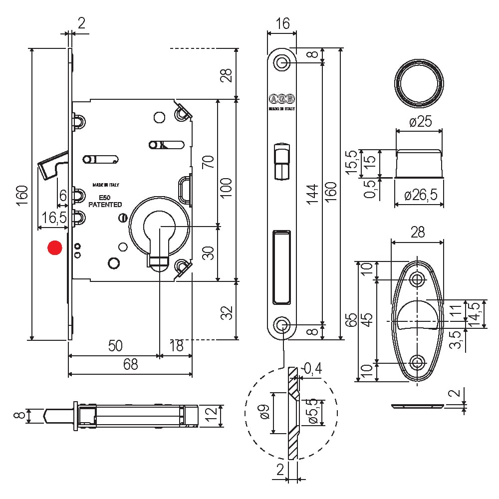 AGB B089825034 SCIVOLA WAVE KAYAR KAPI KİLİDİ ROZETSİZ YALE TRE CLASS 16*160 Q8-CH MAT KROM203.05.0118246Kayar Kapı Kilitleri Ve AksesuarlarıAGB