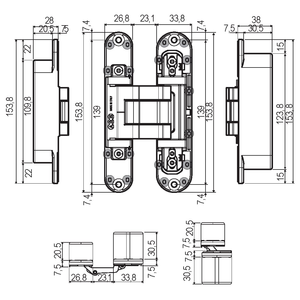 AGB E302006403 ECLIPSE 4.1 GİZLİ KAPI MENTEŞESİ SARI 2X50202.03.0108546Gizli MenteşelerAGB
