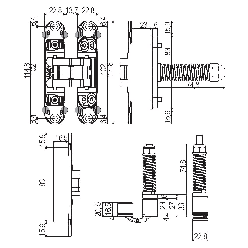 AGB E390000334 ECLIPSE 3.2 HD SELF GİZLİ KAPI MENTEŞESİ MAT KROM 3X80202.03.0108529Gizli MenteşelerAGB