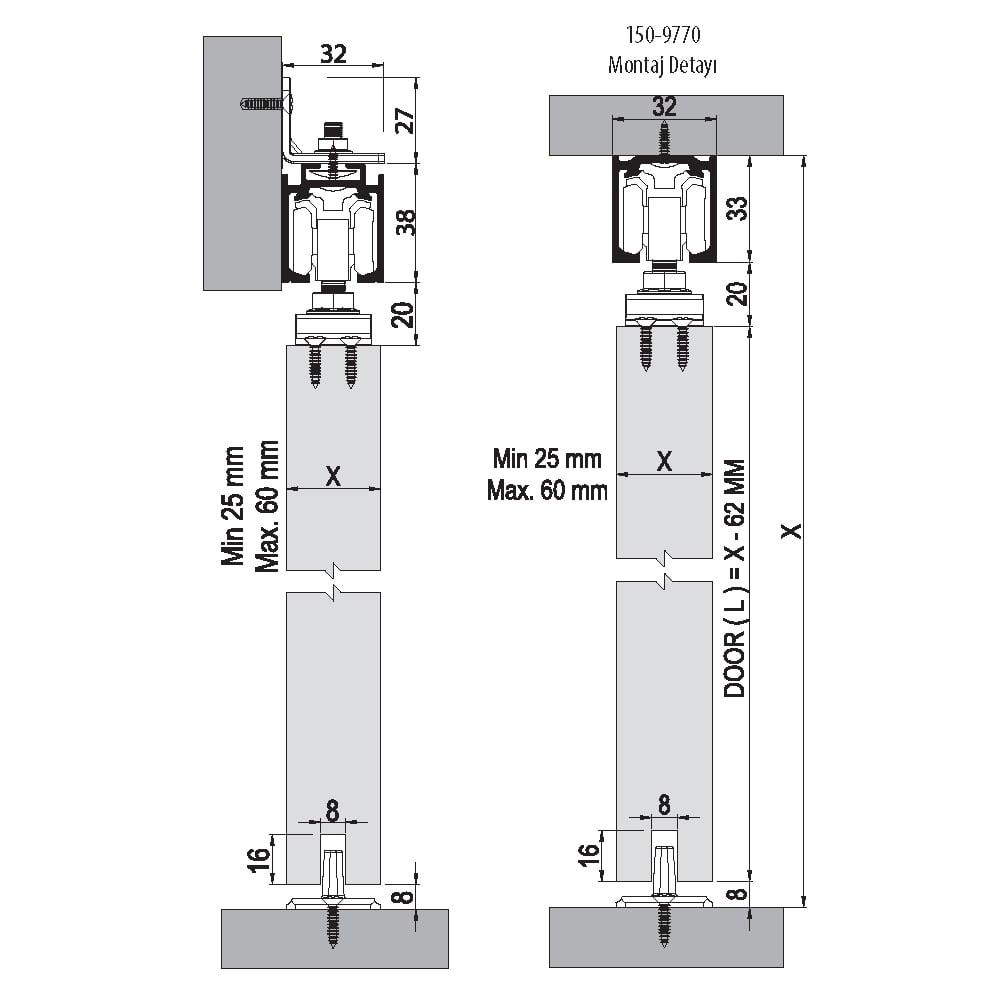 ALB DOORSLIDE M20 9010 60 KG ÇİFT YÖNE SFT KAYAR KAPI SİSTEMİ MİN.65cm (DUVARİÇİ KULLANILABİLİR)( RAY 9775)209.01.0105807Ahşap Kayar Kapı SistemleriALBATUR