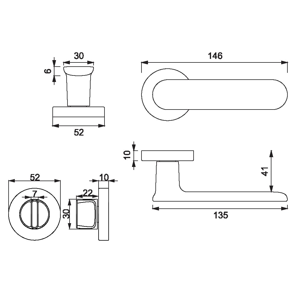 ÇEBİ A571 MP11 WC YUV.RZ.OVA KAPI KOLU201.01.0100606Modern Kapı KollarıÇEBİ