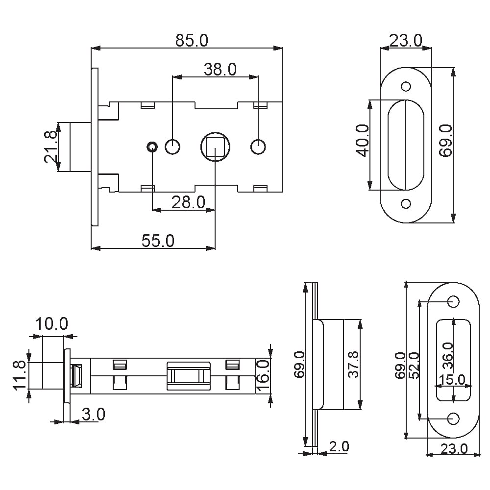 ÇEBİ D60020355 MP19 KİLİT SÜRGÜ KISMI - ZAMAK ALIN203.02.0112333Standart KilitlerÇEBİ HARDWARE