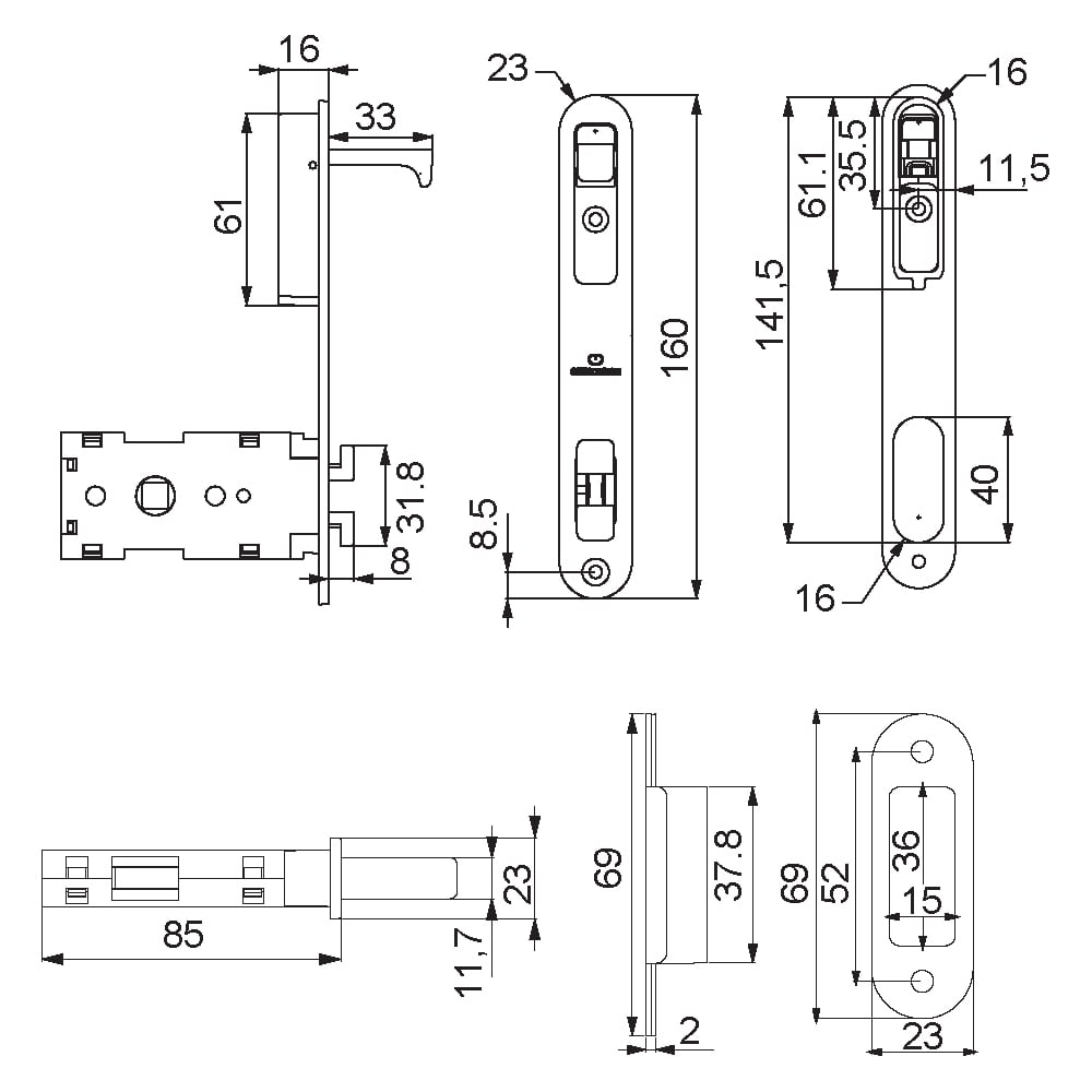ÇEBİ D60120468 PC04 KAYAR KAPI KİLİDİ ÇEKME APARATLI203.05.0118364Kayar Kapı Kilitleri Ve AksesuarlarıÇEBİ HARDWARE