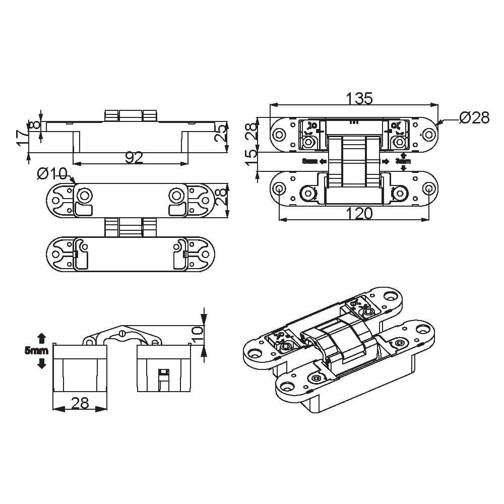 ÇEBİ D62010 MP30 GİZLİ KAPI MENTEŞESİ 135X28MM202.03.0107853Gizli MenteşelerÇEBİ HARDWARE