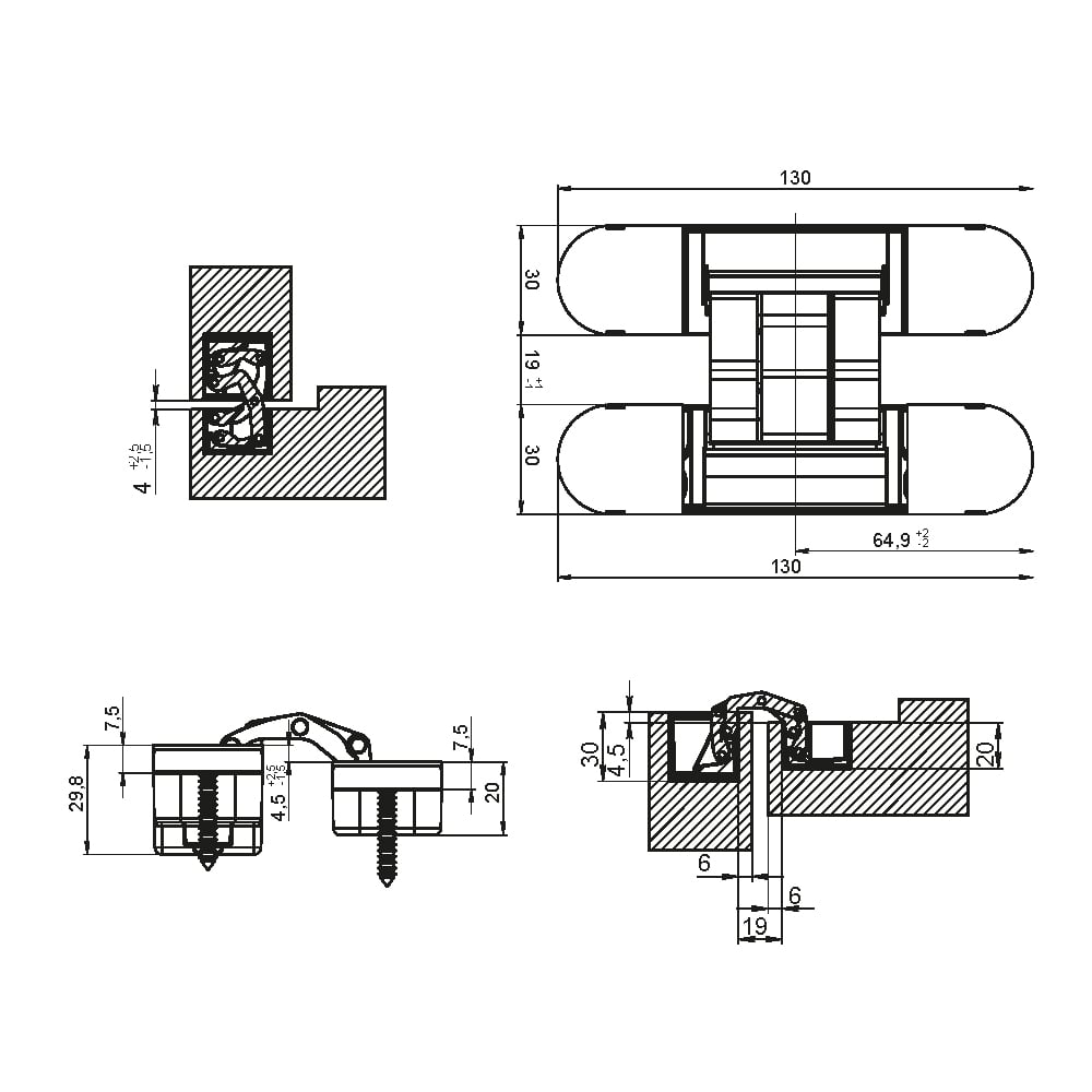 ÇEBİ D6204 130 PC35 GİZLİ KAPI MENTEŞESİ 130x30MM202.03.0119010Gizli MenteşelerÇEBİ HARDWARE