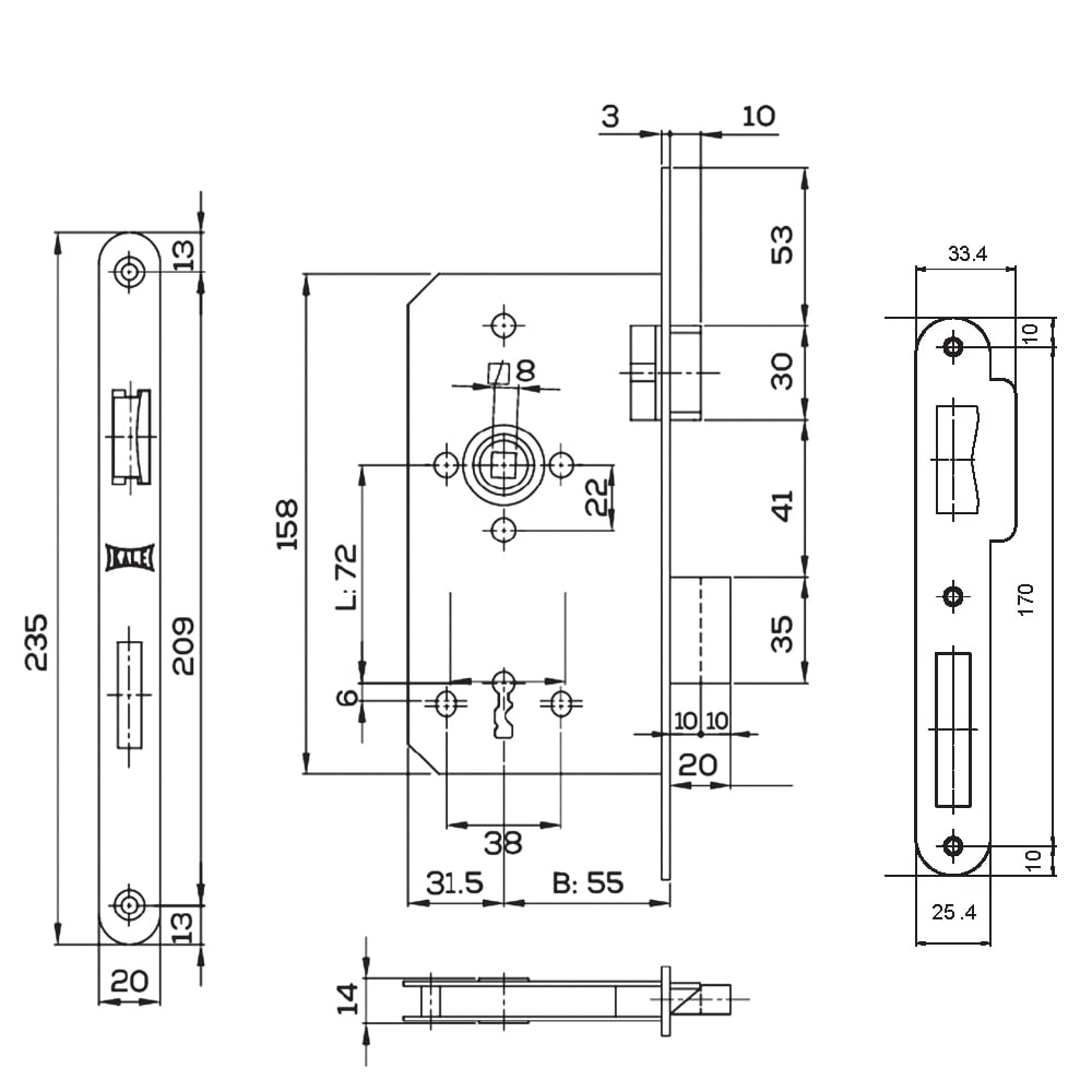 KALE 150BB ALMAN TİP ODA NİKEL OVAL 20 MM 72x55203.01.0105181Standart KilitlerKALE