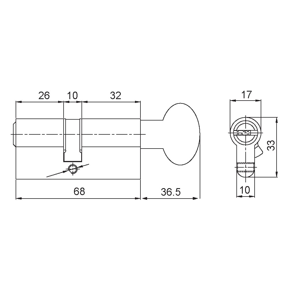 KALE 164BME BİLYALI MANDALLI SİLİNDİR NİKEL ASİMETRİK 68 MM 26+10+32203.12.0105196BarellerKALE