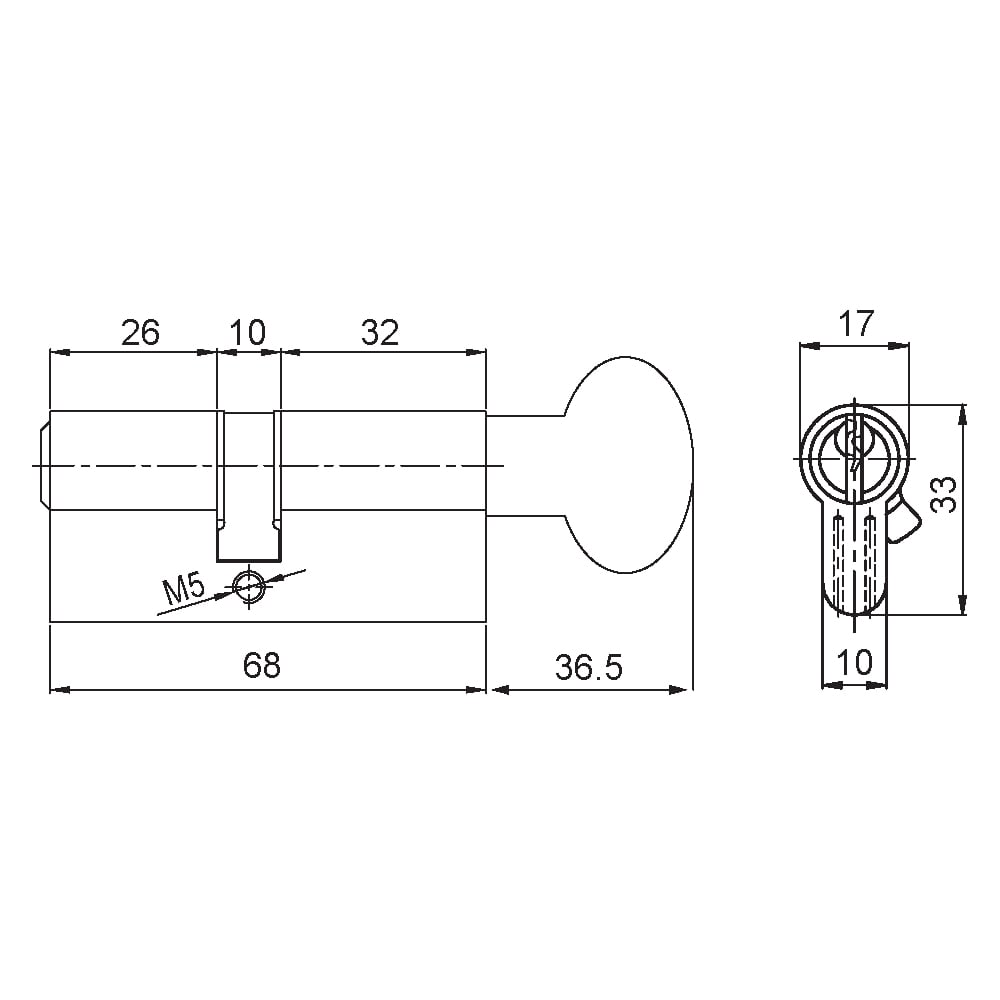 KALE 164GMC STANDART SİLİNDİR MANDALLI NİKEL ASİMETRİK 68 MM 26+10+32203.12.0105194BarellerKALE