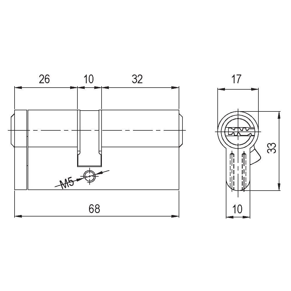KALE 164KTB S TUZAKLI BİLYALI SİLİNDİR NİKEL ASİMETRİK 68 MM 26+10+32203.12.0105197BarellerKALE