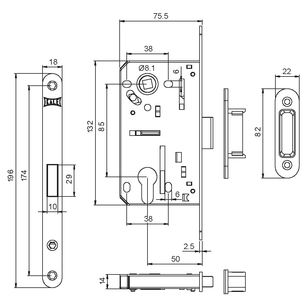 KALE 232NN SİLİNDİRLİ MANYETİK SATEN OVAL 18MM 90x50203.03.0105179Standart KilitlerKALE