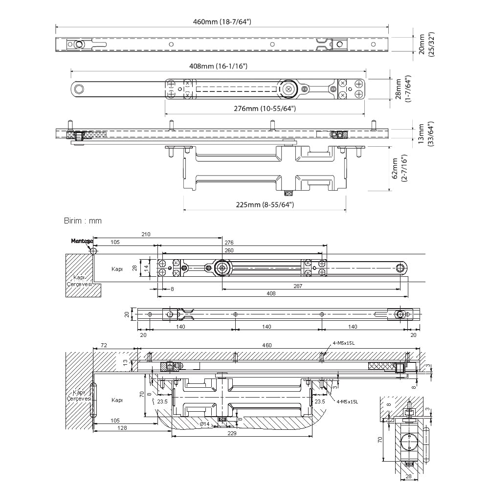 KENWA GİZLİ KAPI KAPATICI 1638 UM SILVER 40-60 KG 75-95 CM205.03.0115099Gizli Kapı KapatıcılarKENWA