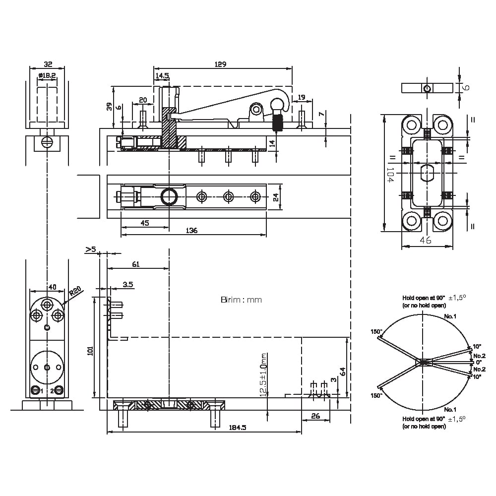 KENWA PİVOT KAPI KAPATICI PDC 105 WS 60-100 KG 25+ 125 CM=150 CM FRENLİ202.05.0114578Pivot Kapı KapatıcılarKENWA