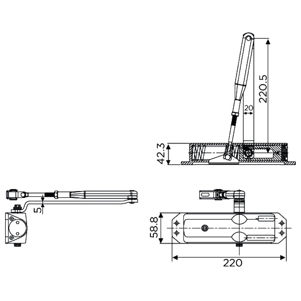OZN NSK-680 W/HOA DİRSEK KOLLU KAPI KAPATICI EN:2-4205.01.0100673Dirsek Kollu Kapı KapatıcılarOZONE