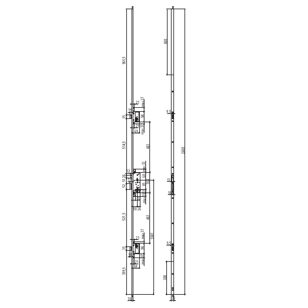 SAB 10895026OGR MULTIPOINT MEKANİK 5 NOKTA KİLİT FONKSİYONLU BOY KİLİT 22x50x2600 MM A.BRONZ203.10.0115419Boy KilitlerSAB SERRATURE