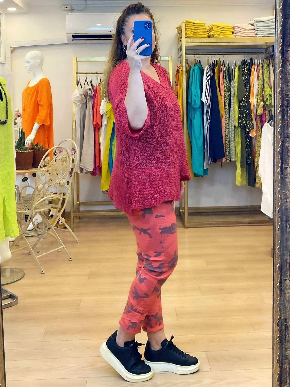 Asimetrik Kesim Merserize Bluz Pembe
