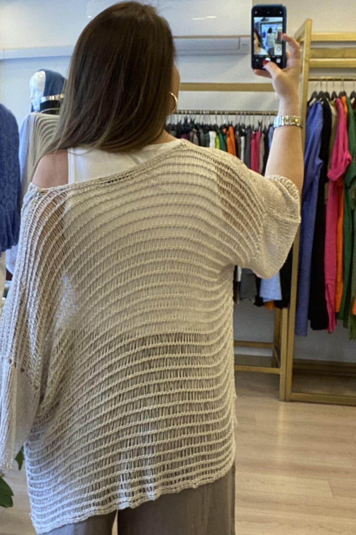 Asimetrik Kesim Merserize Ceket Bej